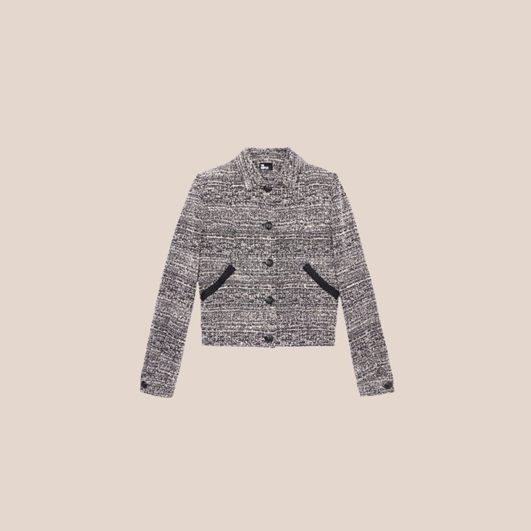 chaqueta tweed estructurada corta gris