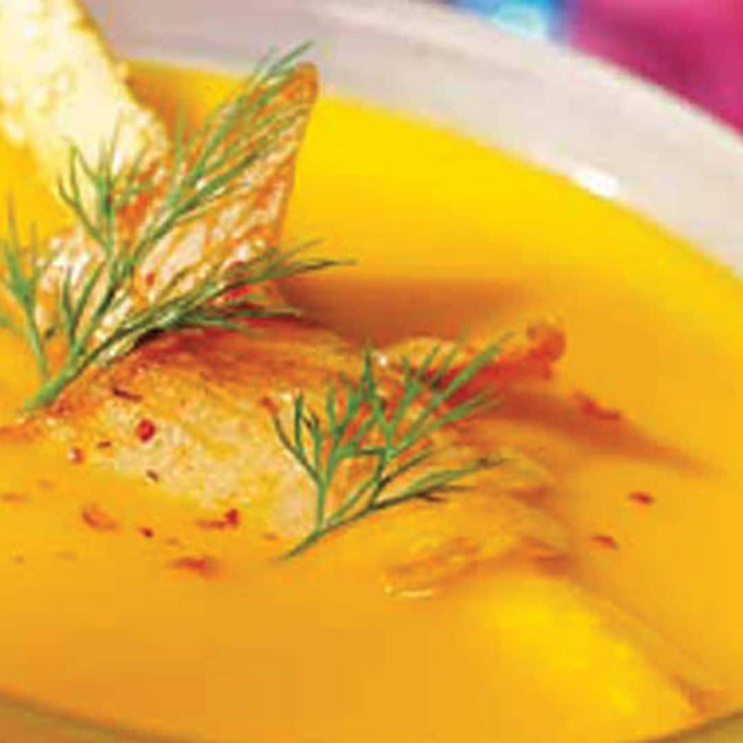 Crema de calabaza con salmón