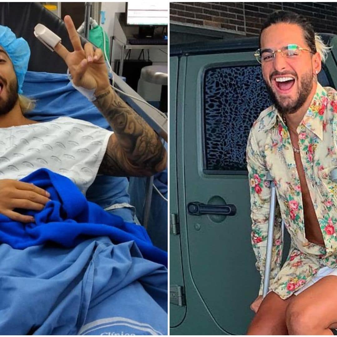 ¡Siempre alegre! Las fotos que muestran lo bien que Maluma tomó su operación