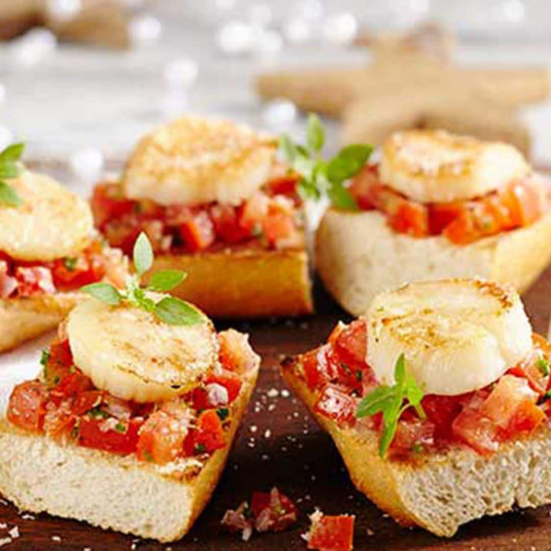 Vieiras a la plancha con tartar de tomate