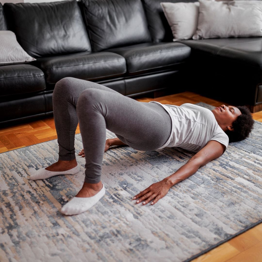 Woman practicing the glute bridge