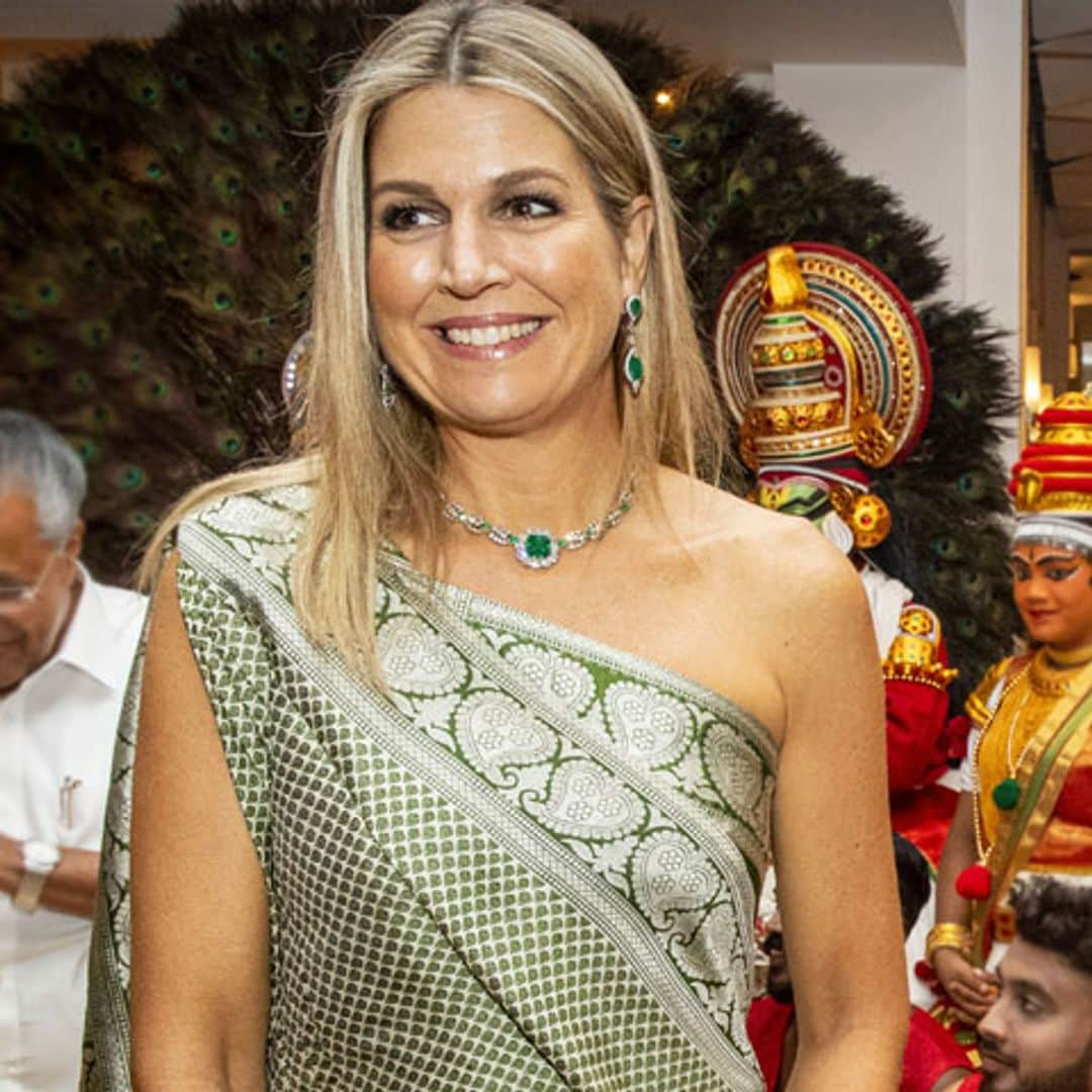 Máxima de Holanda estrena el sari en su viaje a la India