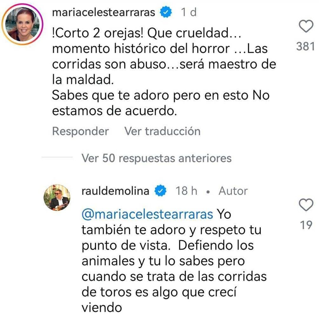 Las posturas de Raúl de Molina y María Celeste Arrarás