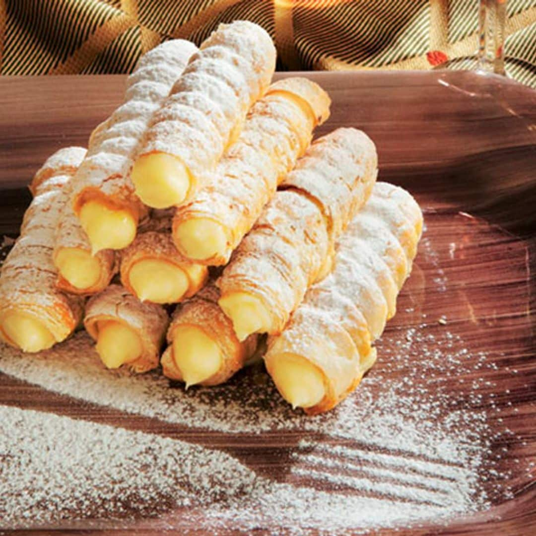 Cañas de crema pastelera