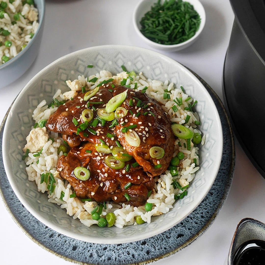 Chili de pollo con salsa de miel y ajo