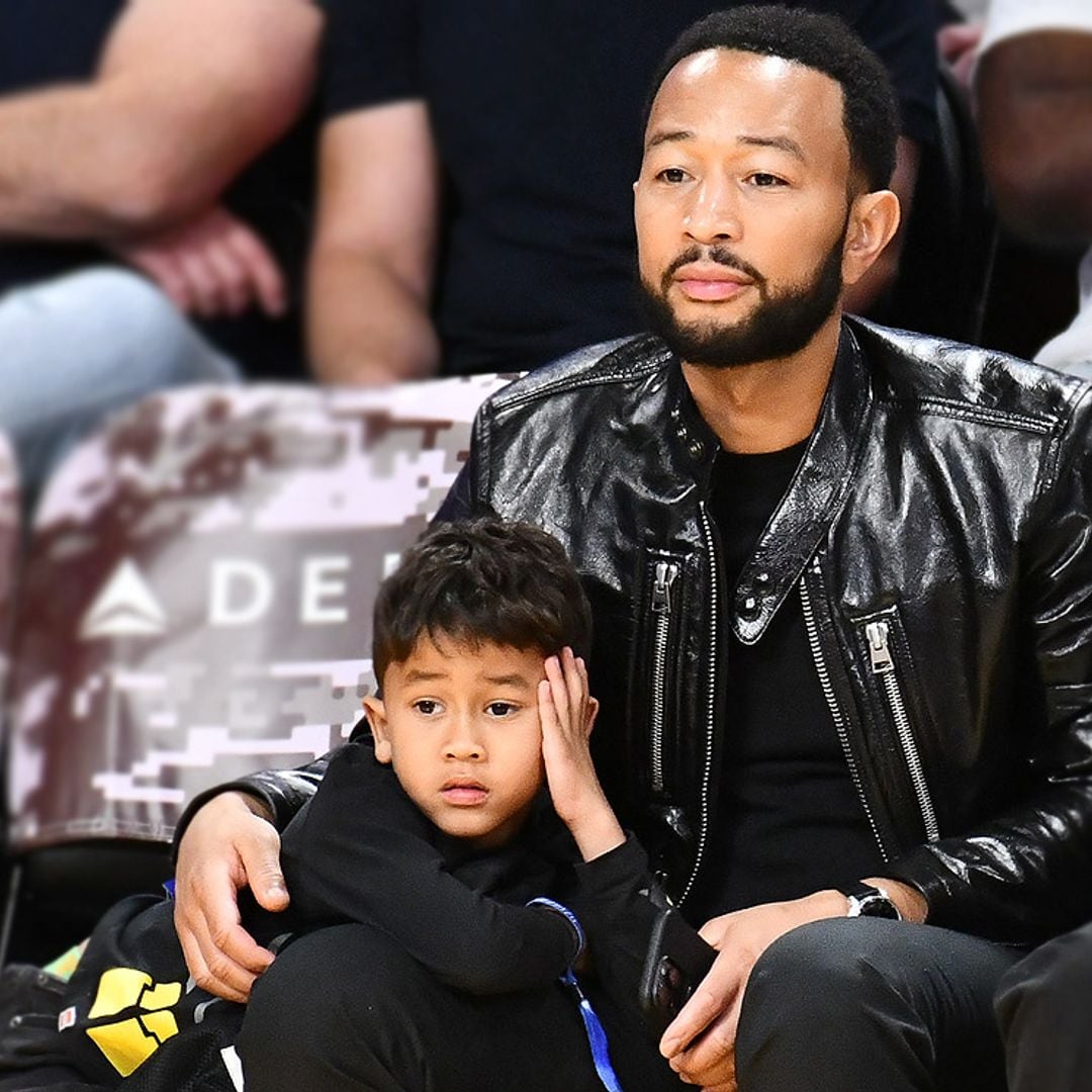 'Papi, me aburro': las simpáticas imágenes del hijo de John Legend viendo un partido de baloncesto