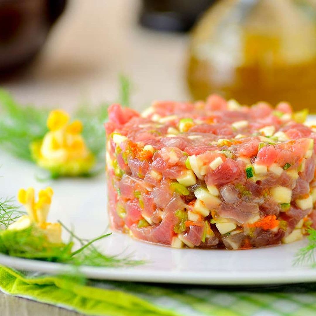 Tartar de ventresca de atún rojo con calabacín