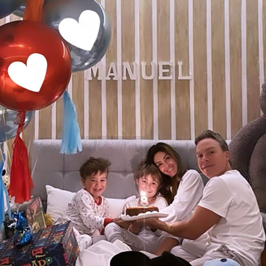 Anahí y Manuel Velasco sorprenden a su hijo Manuel en su cumpleaños ocho