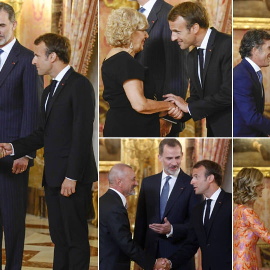 El encuentro de Felipe VI y Emmanuel Macron en el Palacio Real: exprés, pero con honores