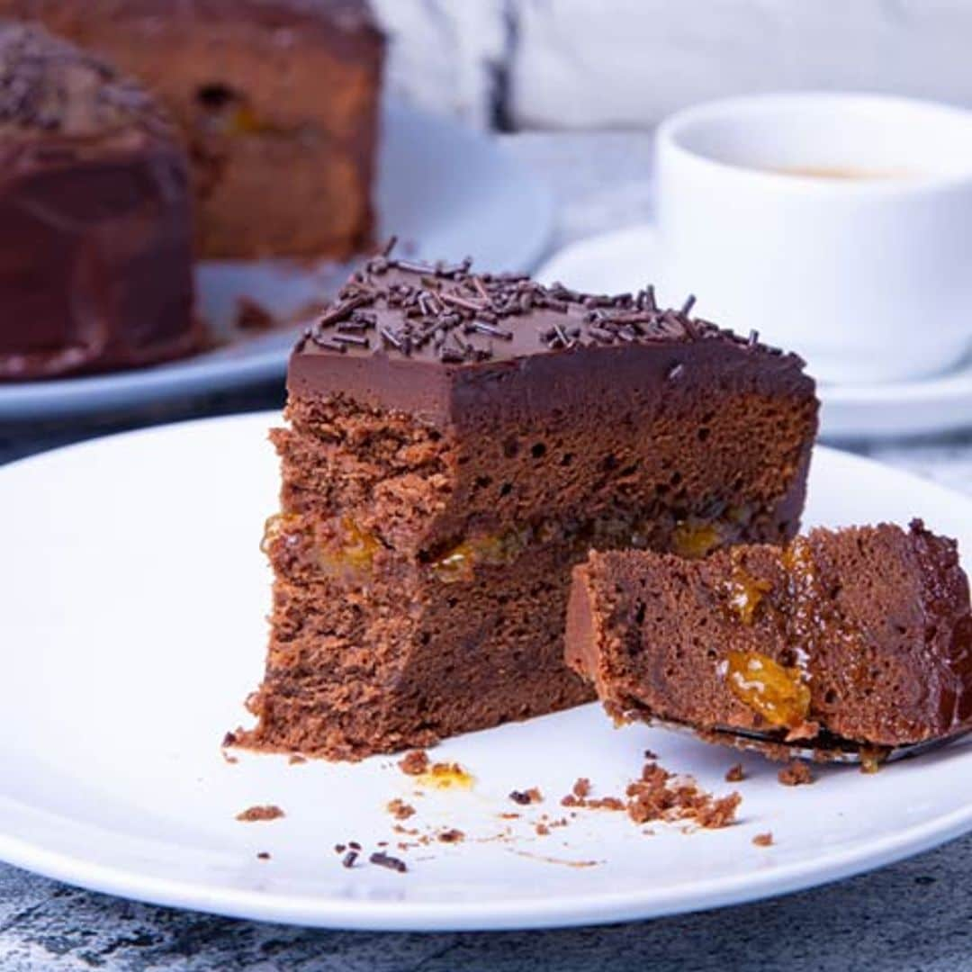 Tarta de chocolate y orejones de albaricoque