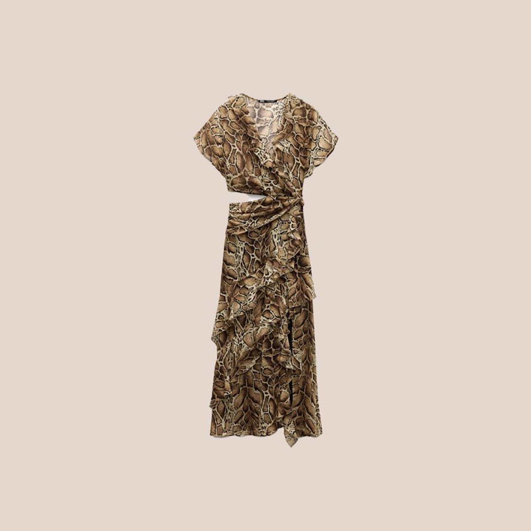 Vestido boho animal print con abertura