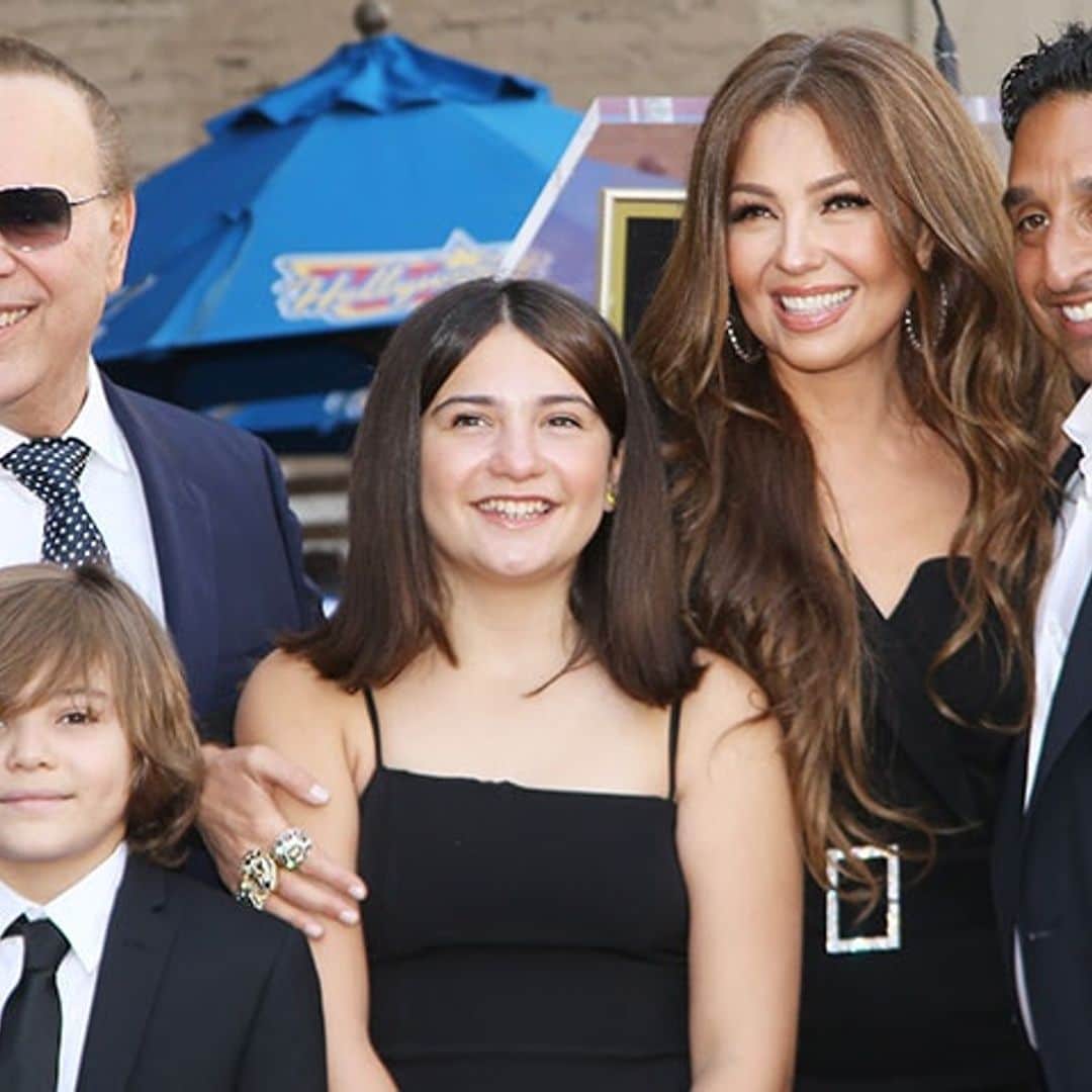 Thalía y sus hijos, el principal apoyo de Tommy Mottola durante la develación de su estrella de Hollywood