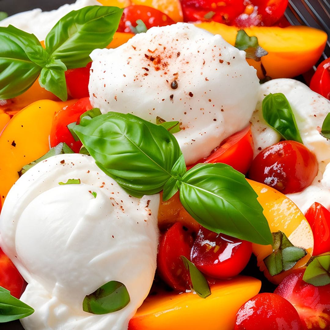 Ensalada de melocotón y burrata