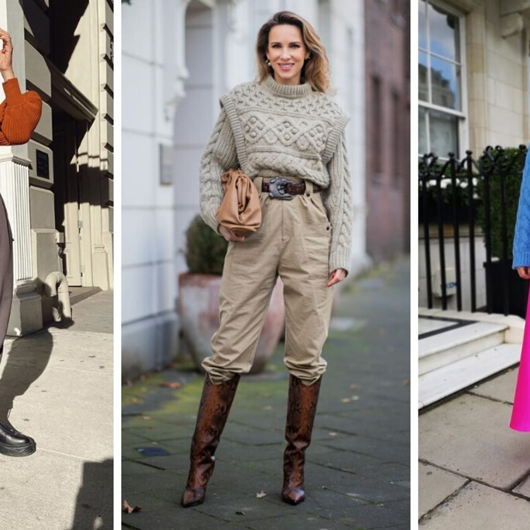 collage 3 influencers con sweaters gruesos