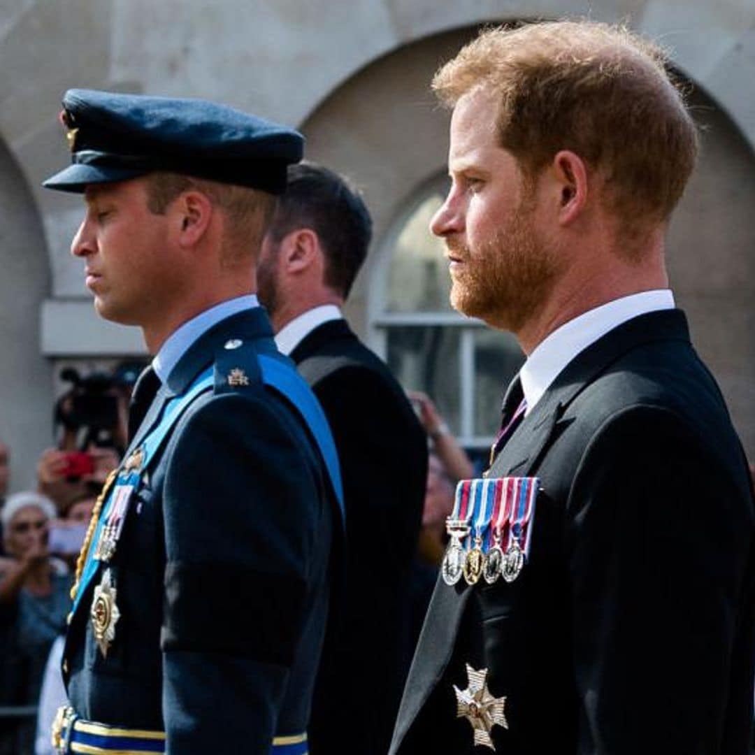 Los príncipes William y Harry, unidos por el duelo en la procesión de la reina Isabel II