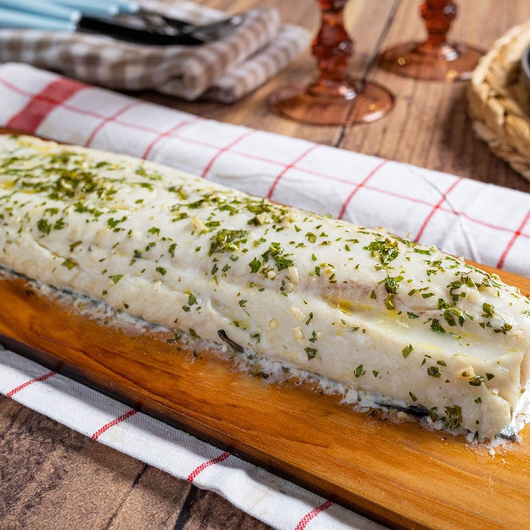 Bacalao fresco a la tabla de cedro