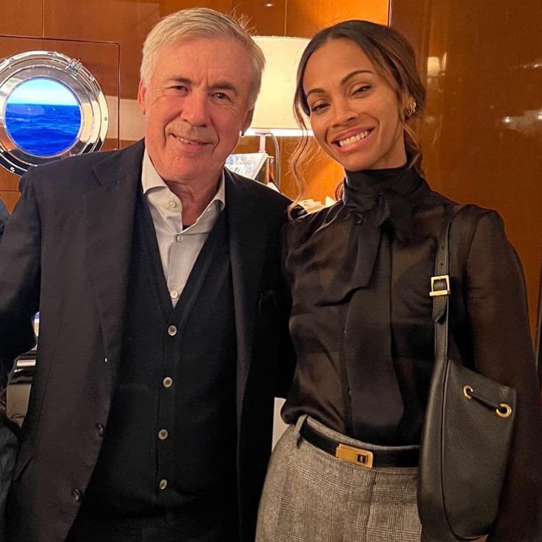 La increíble amistad entre Carlo Ancelotti y Zoe Saldaña al descubierto