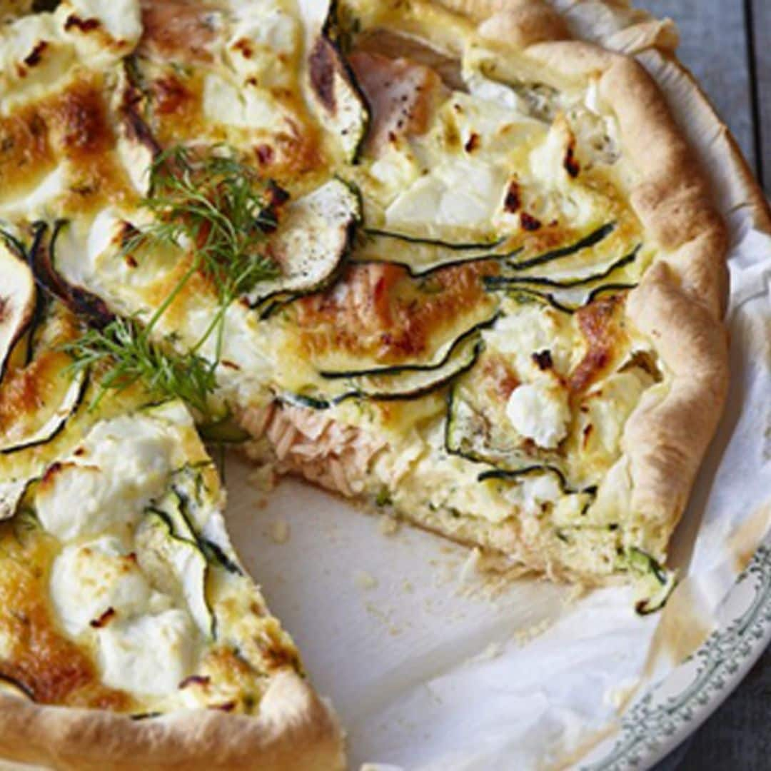 Quiche de queso de cabra, calabacín y atún