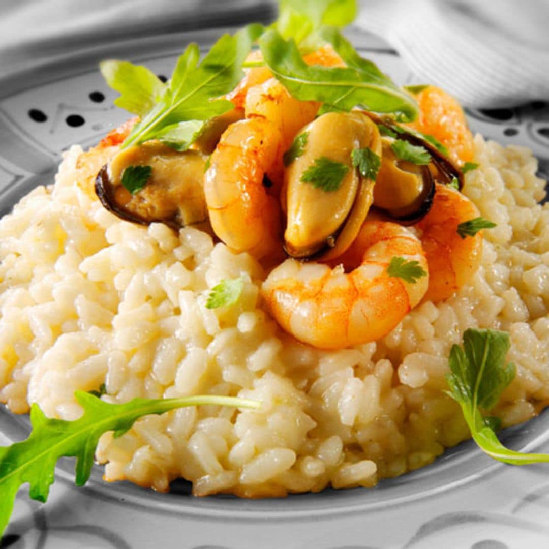 Risotto con gambas y mejillones