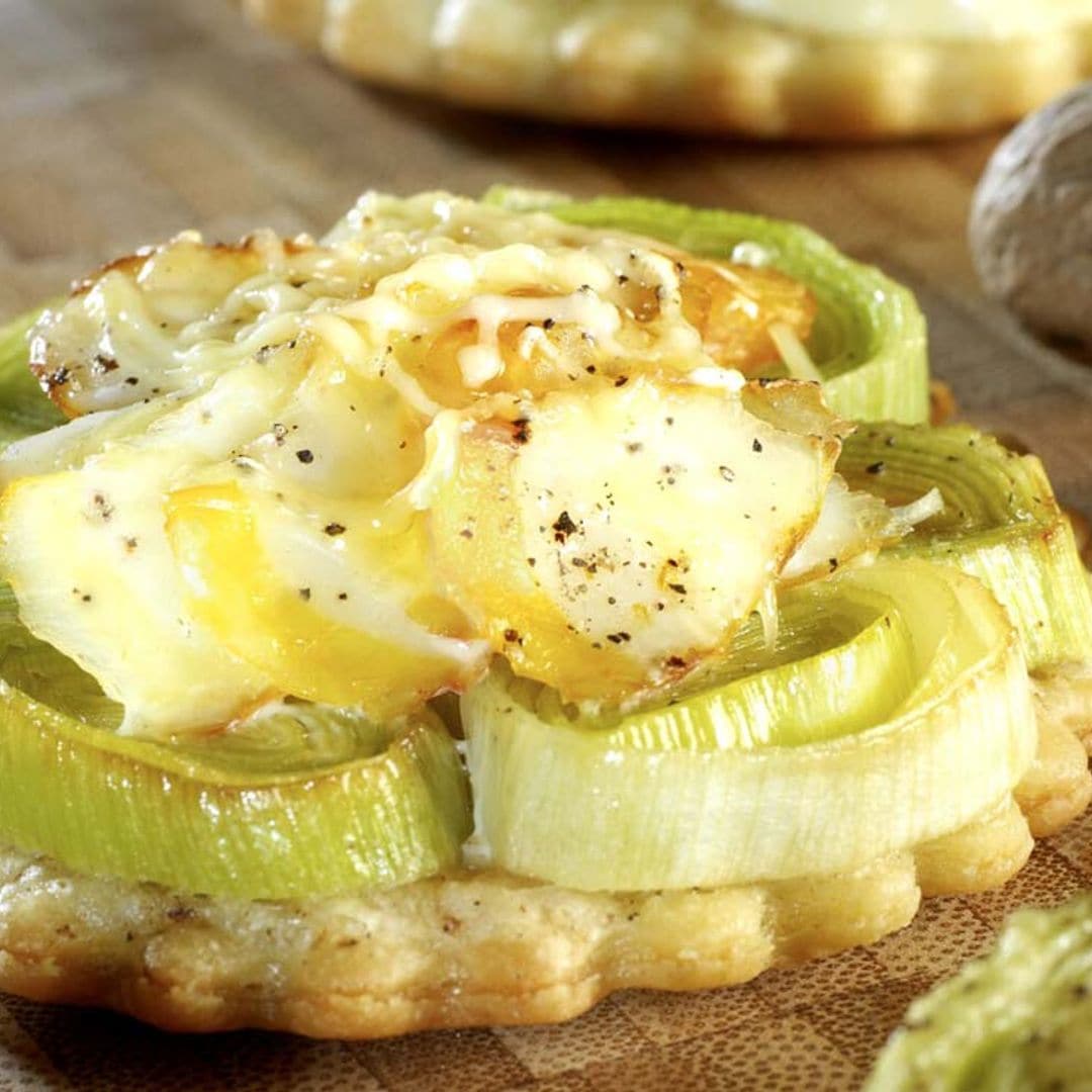 Tartaletas de bacalao, puerro y patata