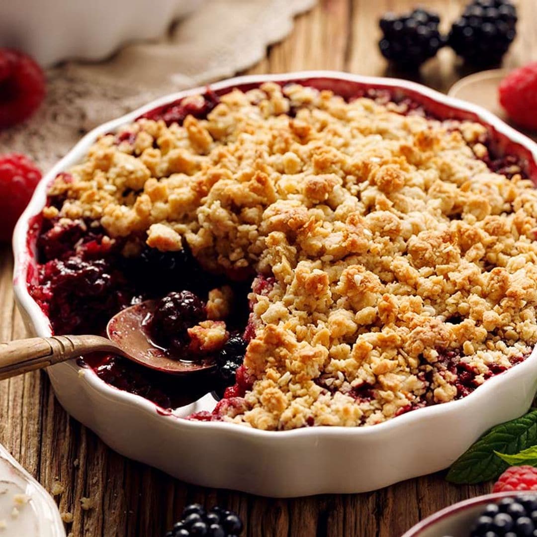 'Crumble' de frambuesas y moras