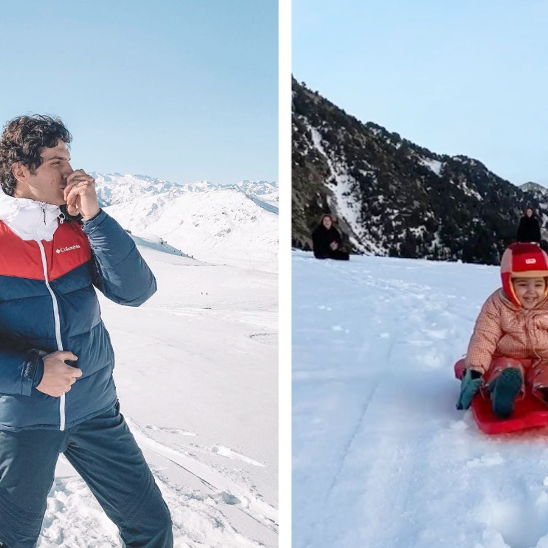 La felicidad de la hija de María García de Jaime y Tomás Páramo deslizándose por la nieve ¡a pesar de un gran susto!