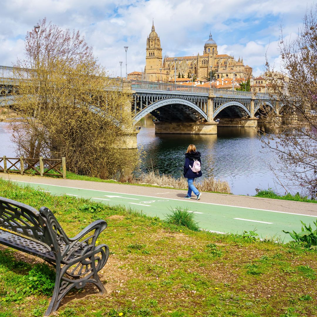 Ribera del Tormes y la catedral de Salamanca al fondo