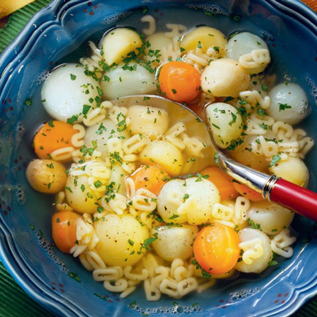 Sopa de letras con bolitas de la huerta