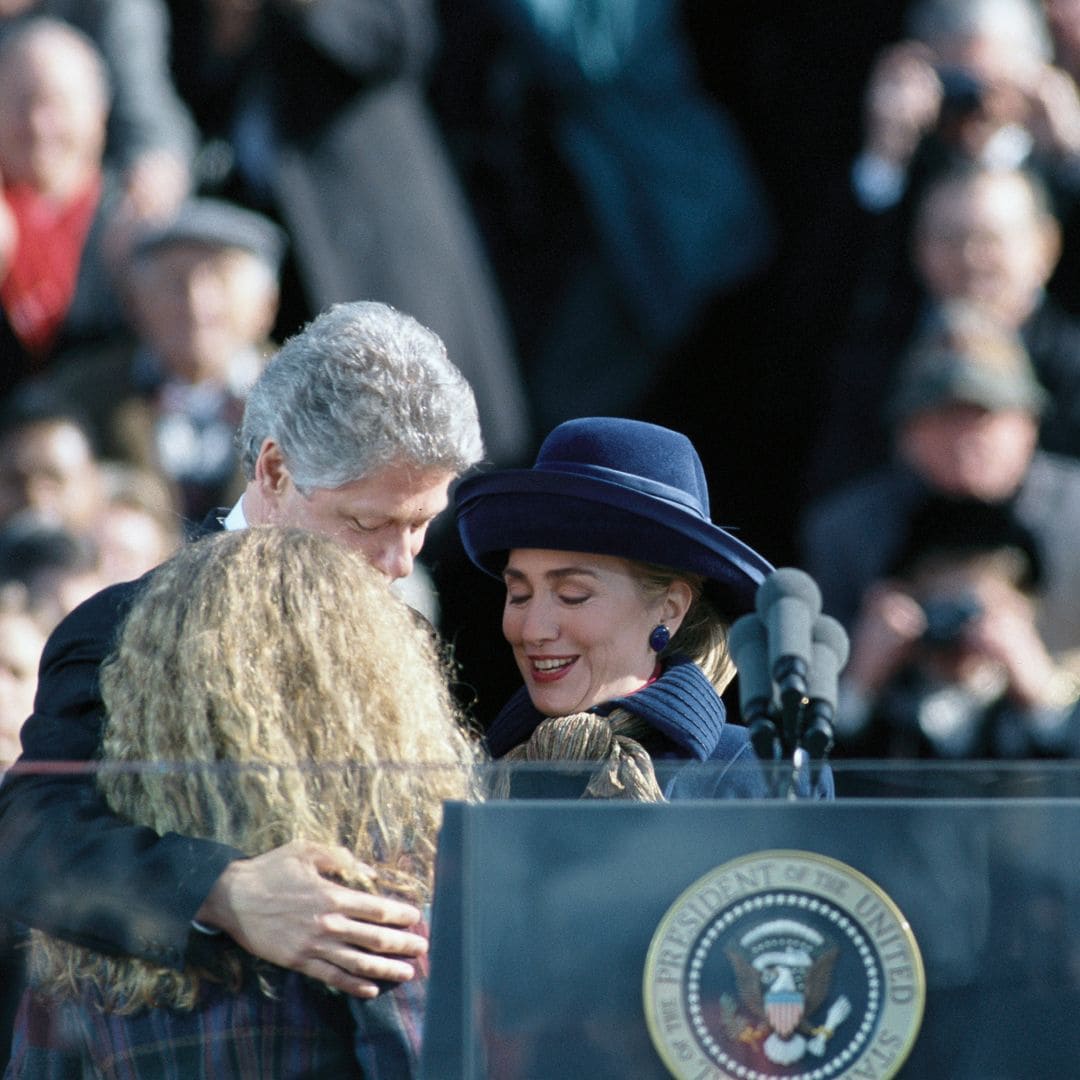 Hillary Clinton durante la toma de protesta de Bill Clinton en 1993