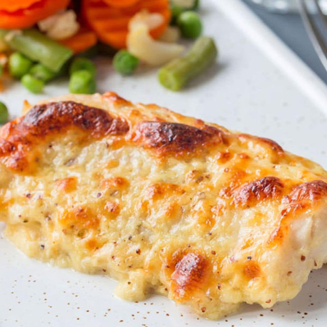 Bacalao gratinado con queso y mostaza