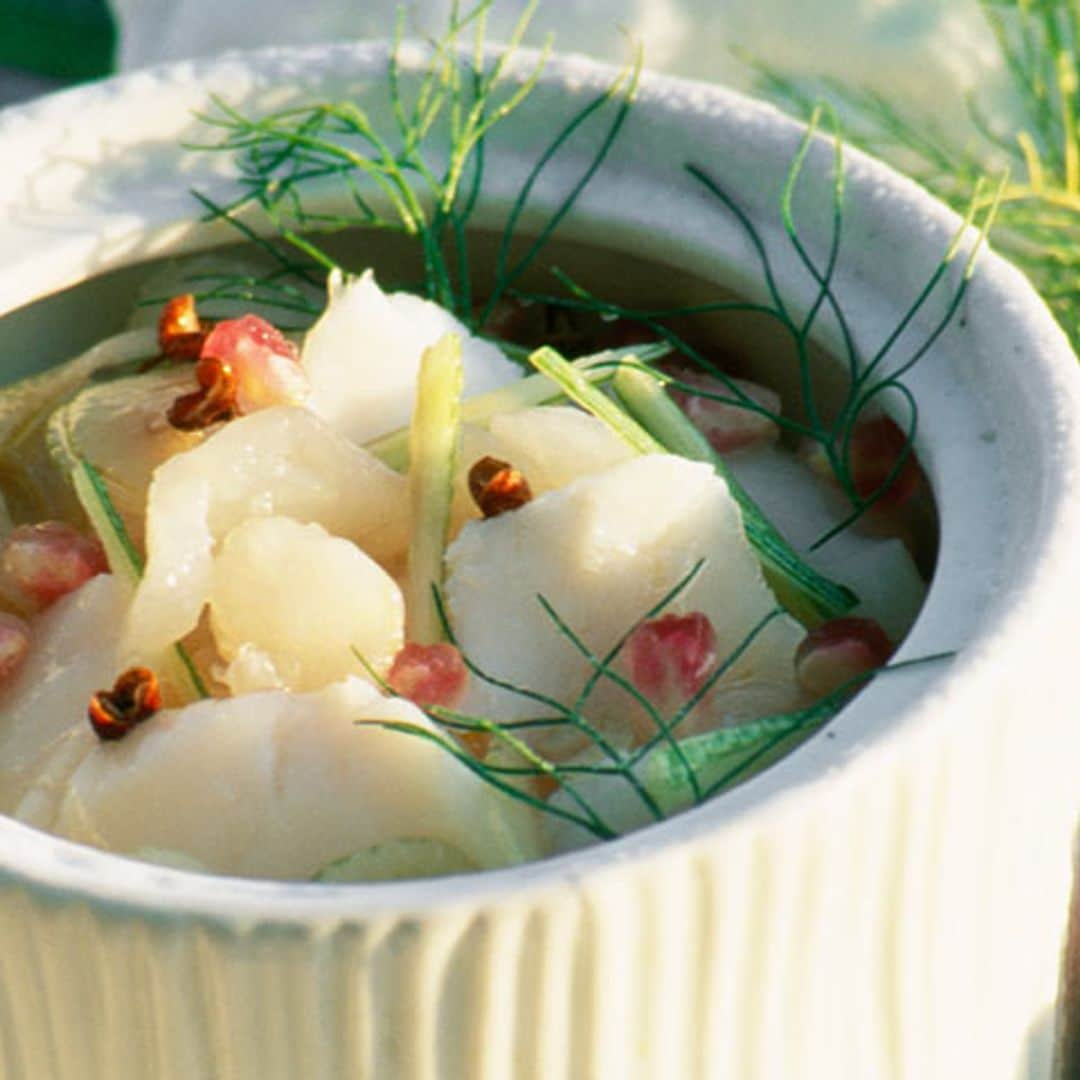 Ceviche de lubina con granada