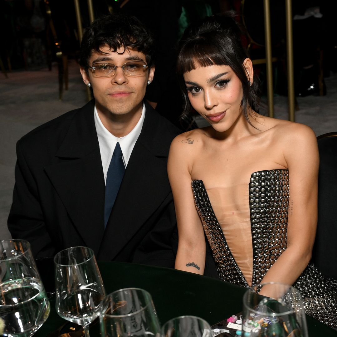 Alex Hoyer and Danna Paola attend Elton John AIDS Foundation's 33rd Annual Academy Awards Viewing Party on March 02, 2025 in West Hollywood, California. (Photo by Michael Kovac/Getty Images for Elton John AIDS Foundation)