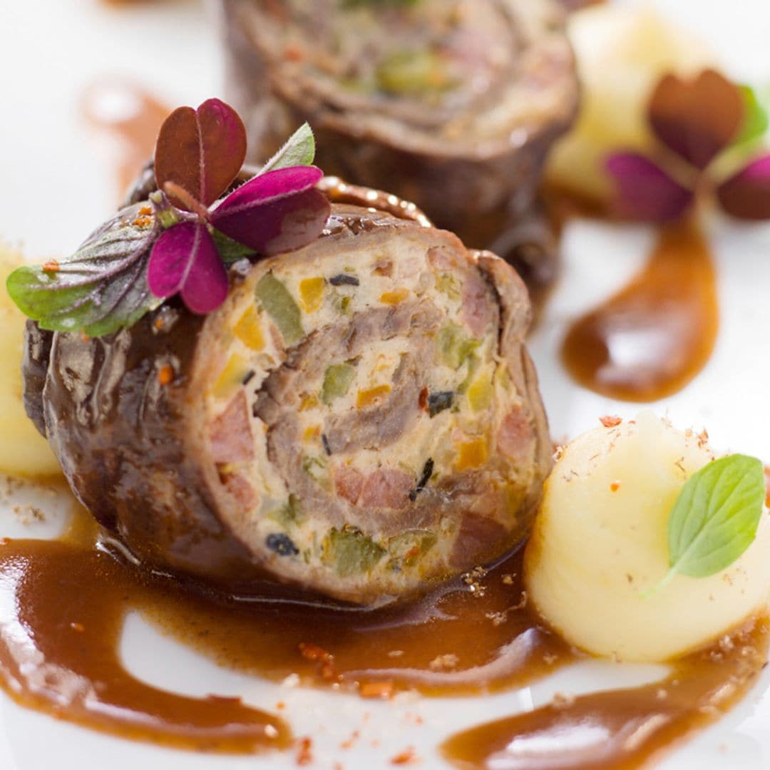 'Roulade' de buey con verduras