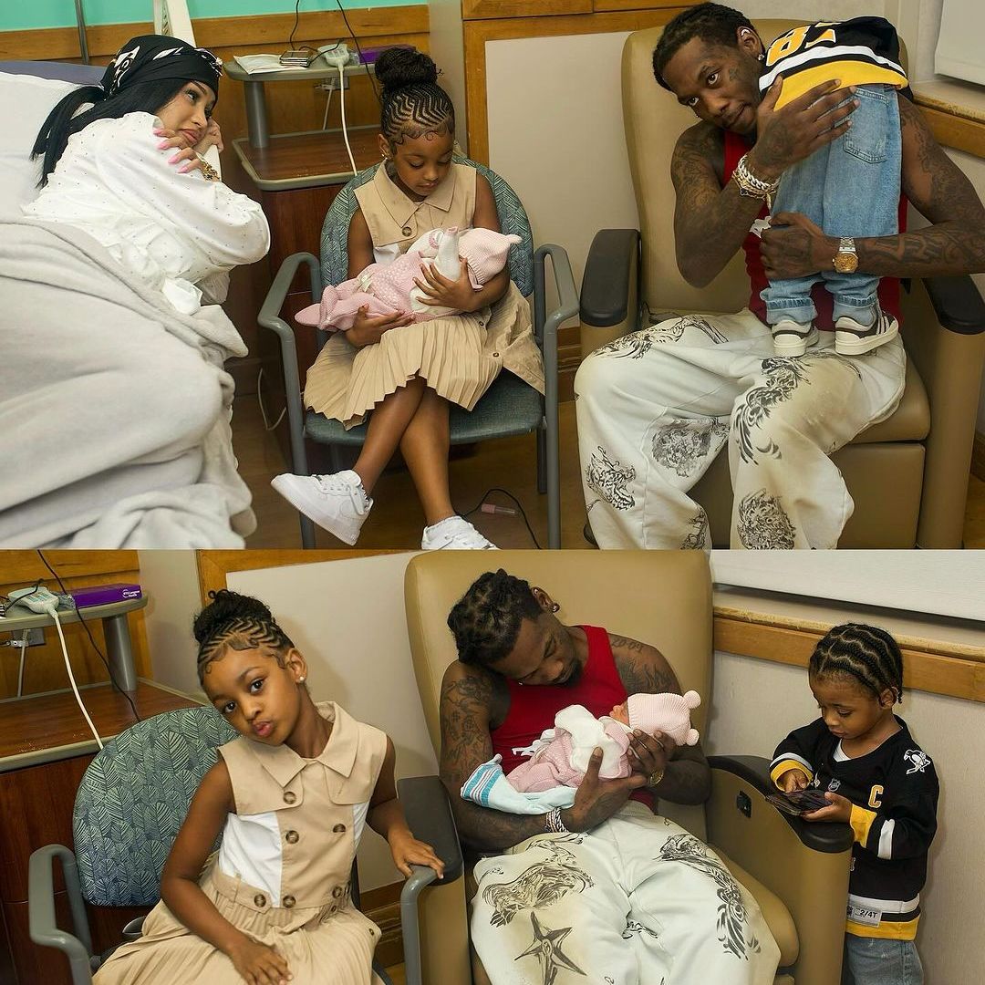 Cardi B y Offset con sus hijos en el hospital 