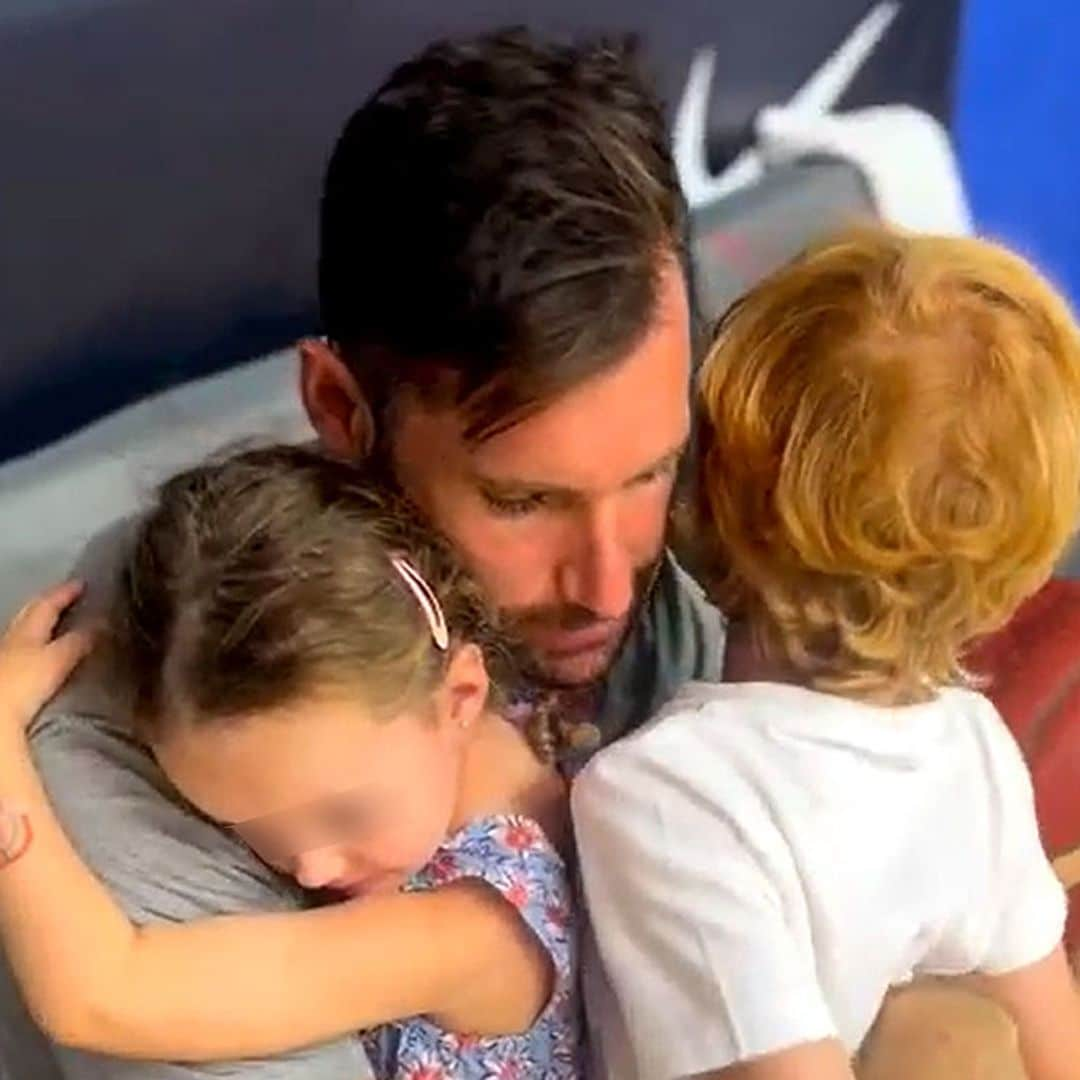 La despedida de Helen Lindes y sus hijos a su 'héroe sin capa', Rudy Fernández, antes de debutar en el Eurobasket