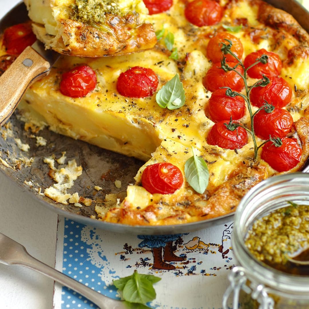 Tortilla al horno con pesto