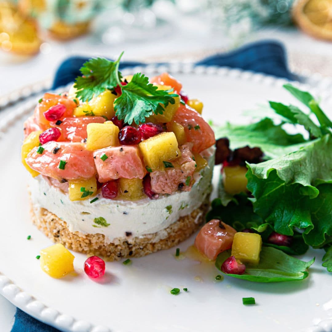 Tarta de queso con salmón