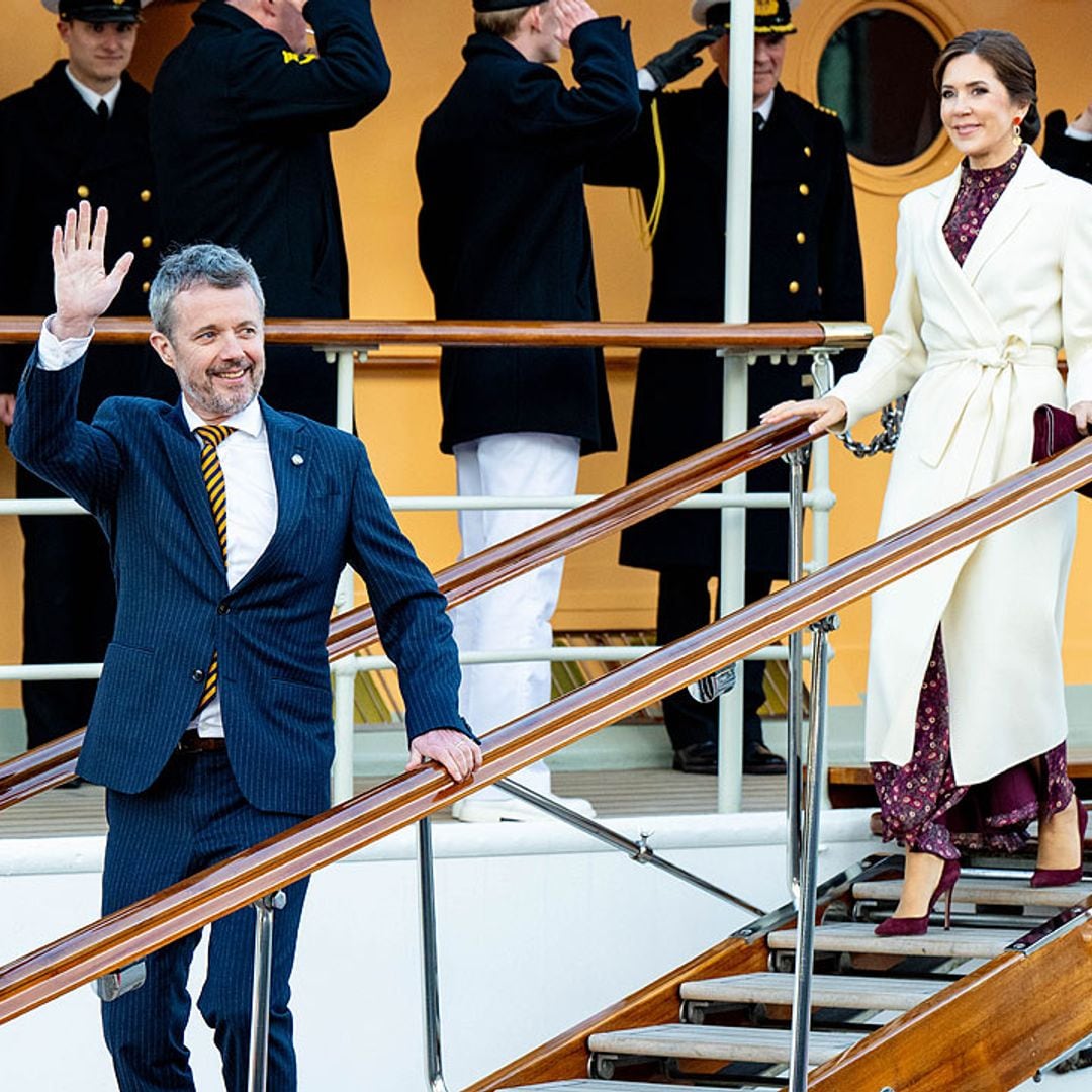 Los reyes Federico y Mary (con un pequeño derrame en un ojo) se despiden de los Bernadotte tras una última e intensa jornada