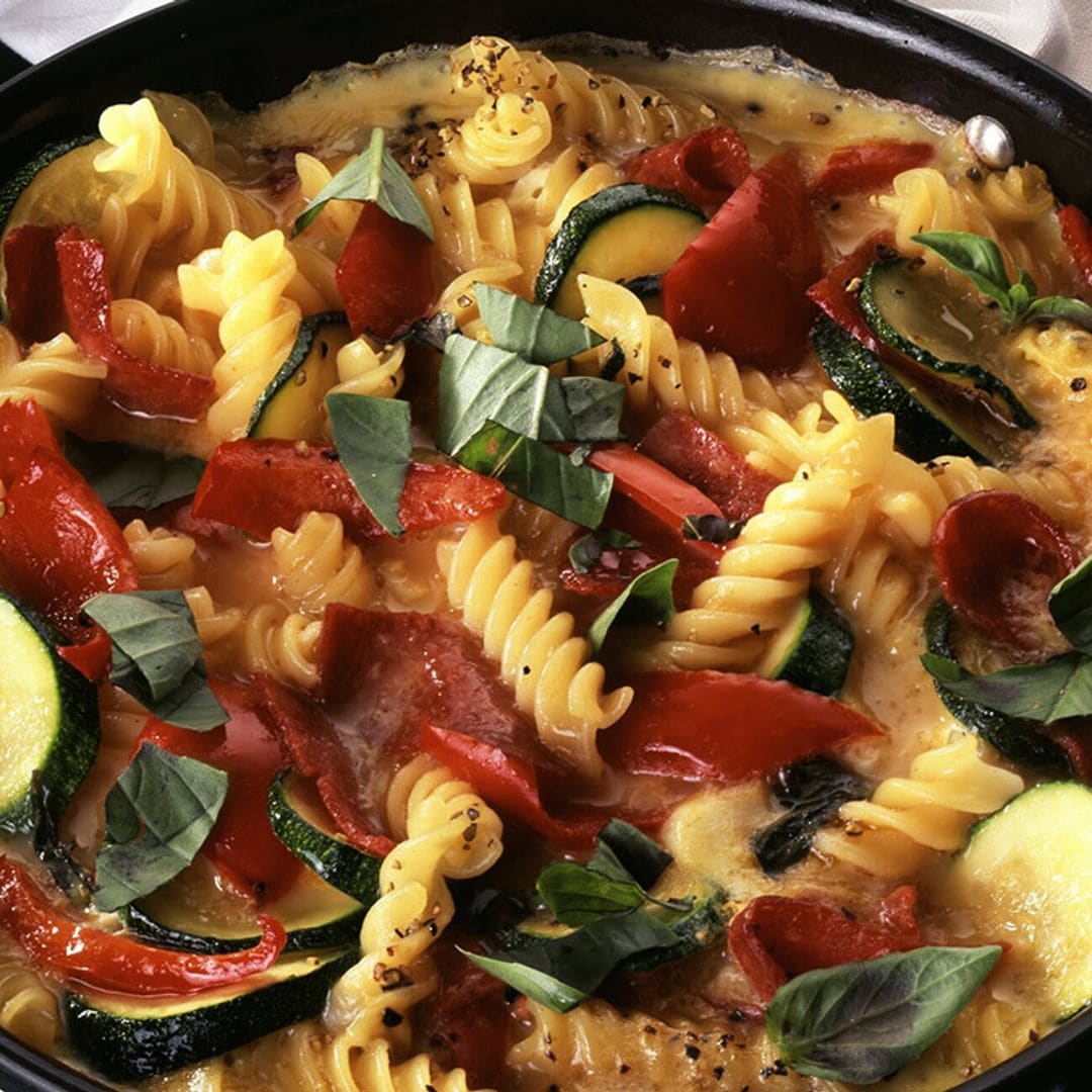 Tortilla de espirales, verduras y pepperoni