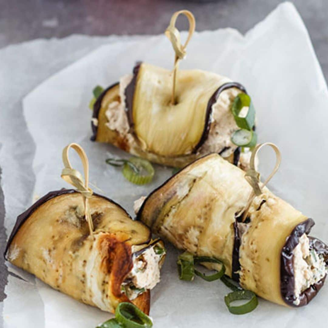 Rollitos de berenjena con 'ricotta' y verduras