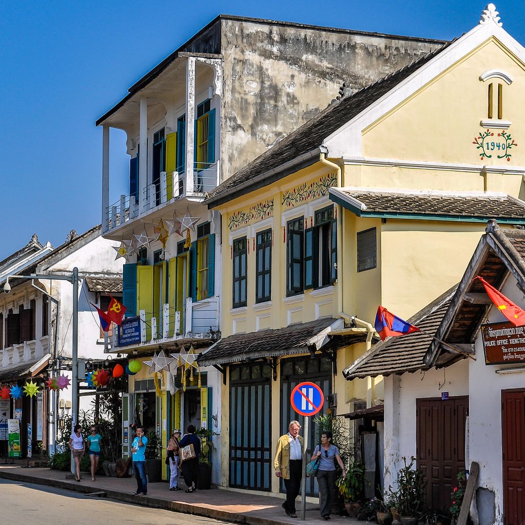 Casas coloniales francesas en Luang Prabang, Laos, Patrimonio de la Humanidad por la UNESCO