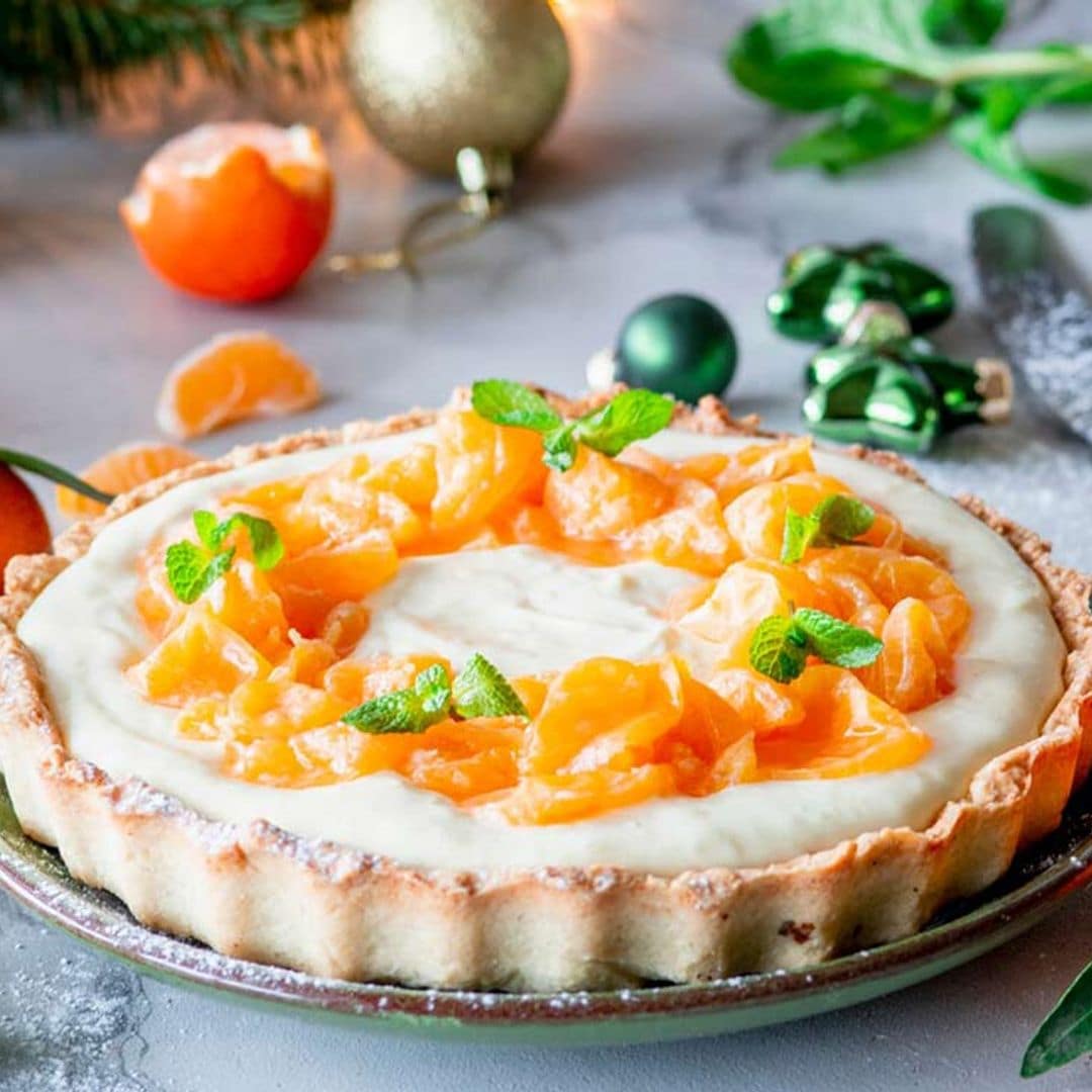 Tarta de crema de vanilla con mandarina