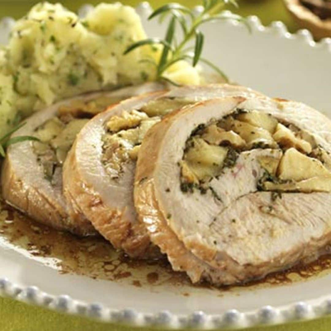 Pechuga de pavo rellena de manzana y nueces