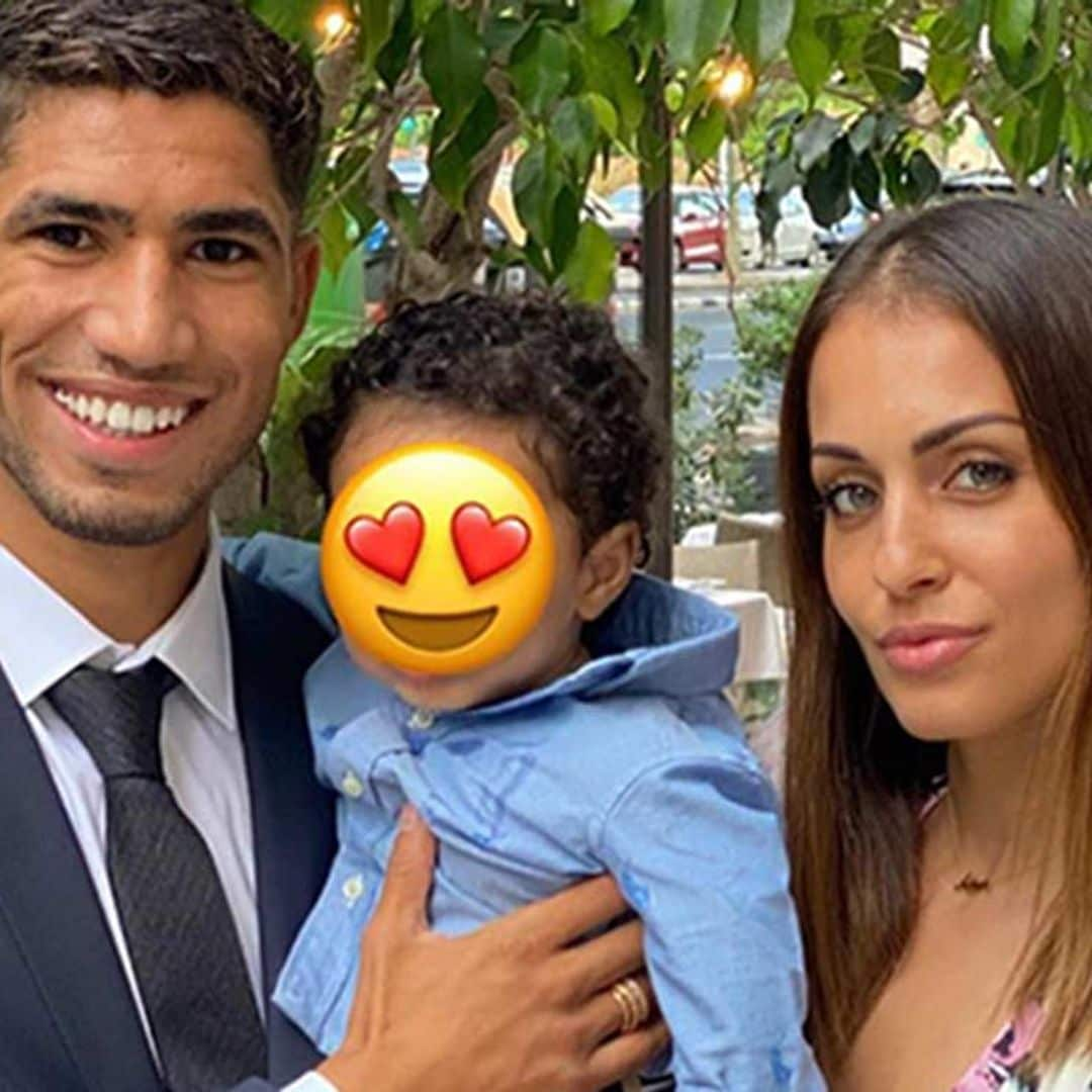 Hiba Abouk y Achraf Hakimi se van de boda con el pequeño Amin