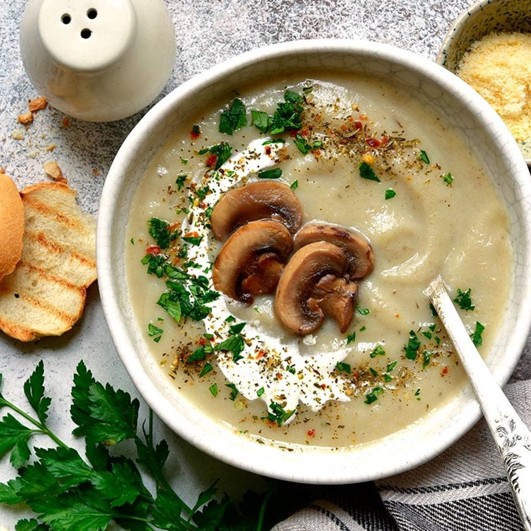 Crema de coliflor con champiñones