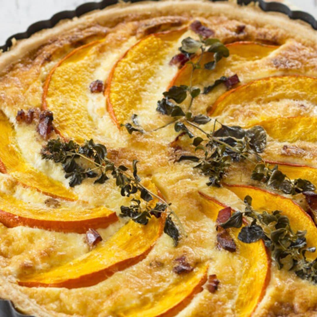 Quiche de calabaza, bacon, parmesano y orégano