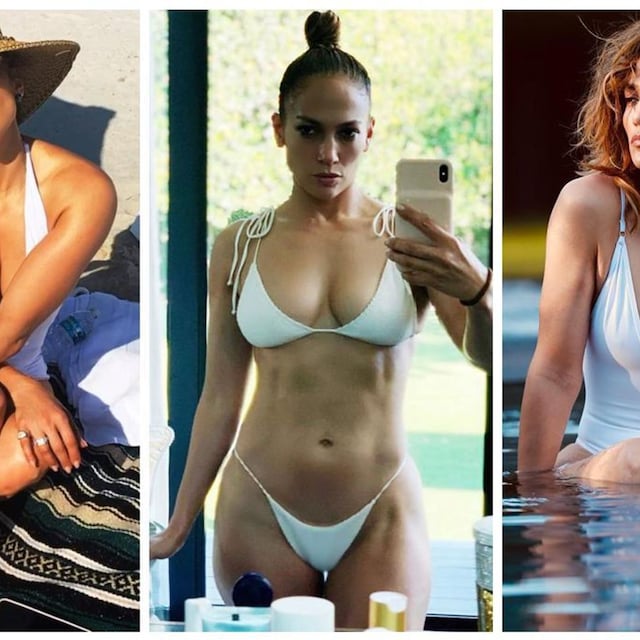 jennifer lopez con trajes de ba o blancos