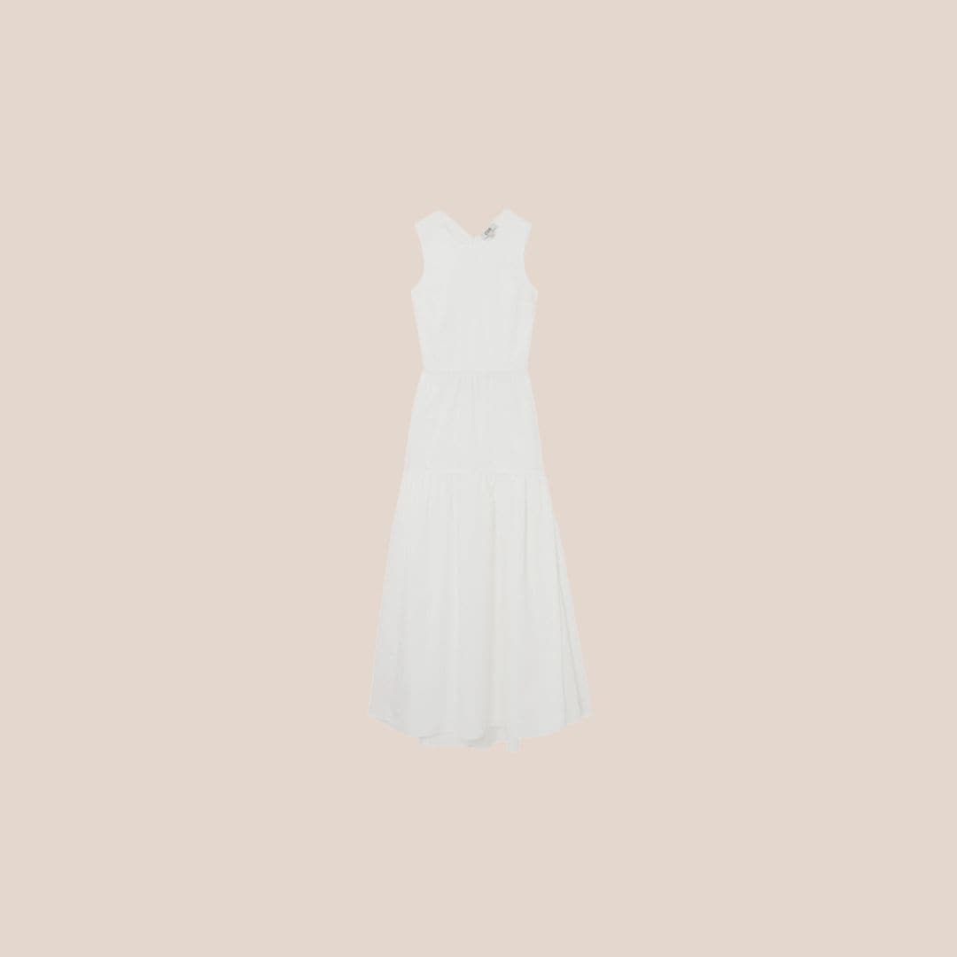 Vestido midi blanco con espalda descubierta