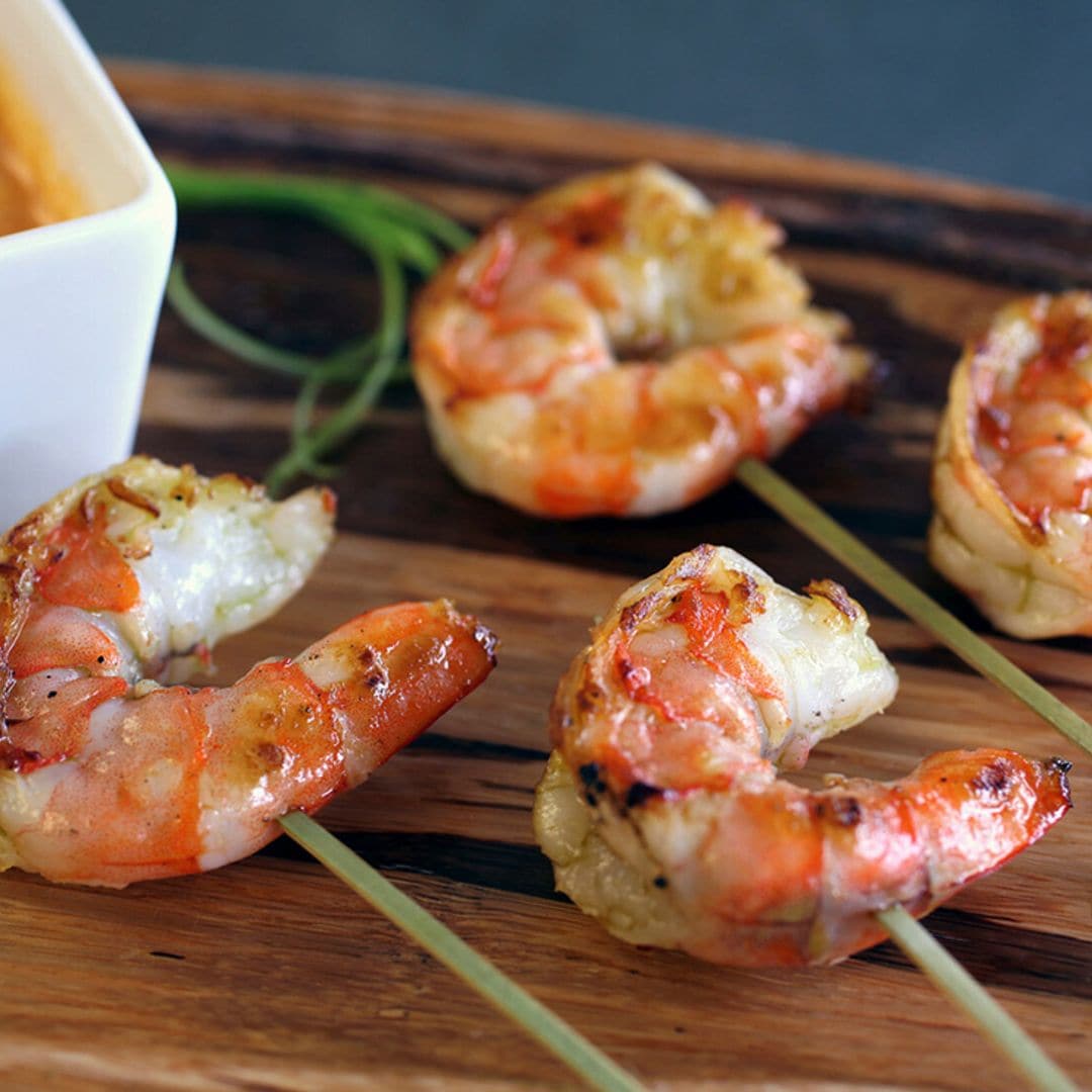 Gambas a la parrilla con salsa satay