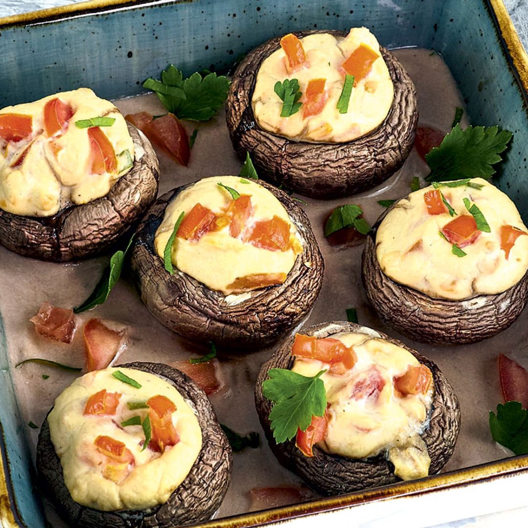 Champiñones Portobello con crema de almendras